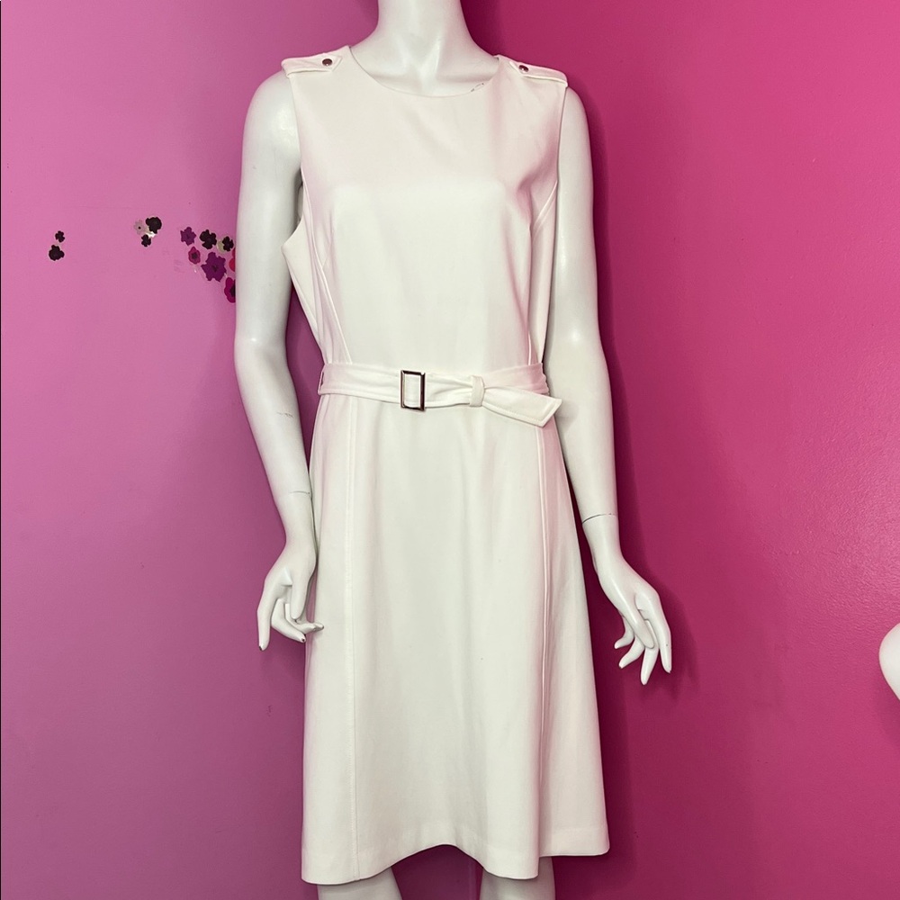 White House Black Market sheath belted dress white size 14